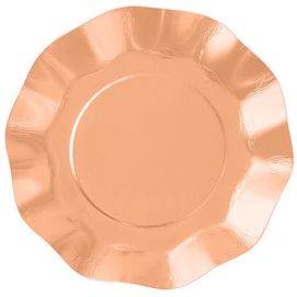 Metallic Rose Gold  - Ruffled paper plates